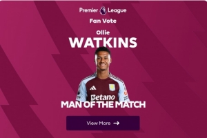 开云在线-替补破门！沃特金斯当选维拉vs南安普顿全场最佳球员